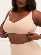 Crossover Bralette - Non-Padded Seamless Balconette Bra with V-Neck Design