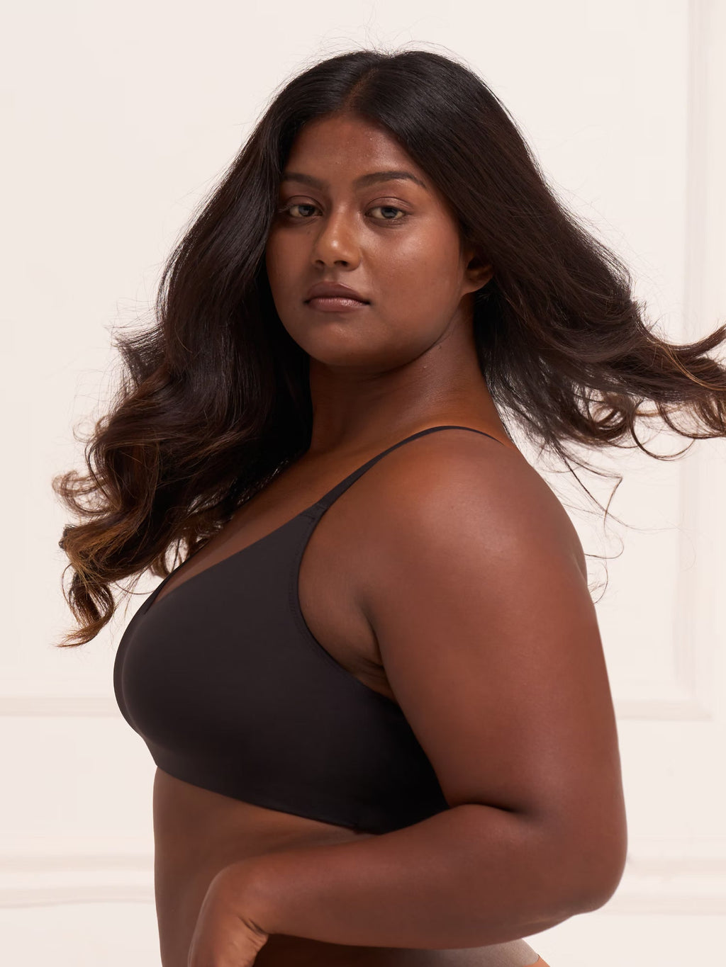 Crossover Bralette - Non-Padded Seamless Balconette Bra with V-Neck Design