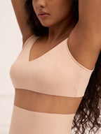 Crossover Bralette - Non-Padded Seamless Balconette Bra with V-Neck Design