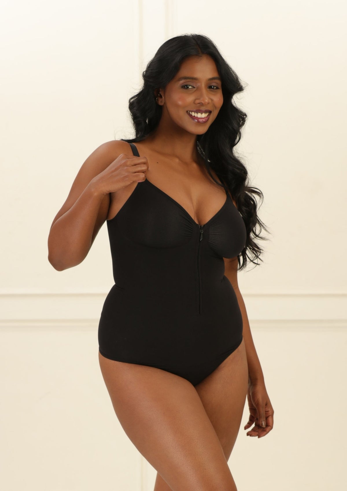 Front Zip Thong Bodysuit