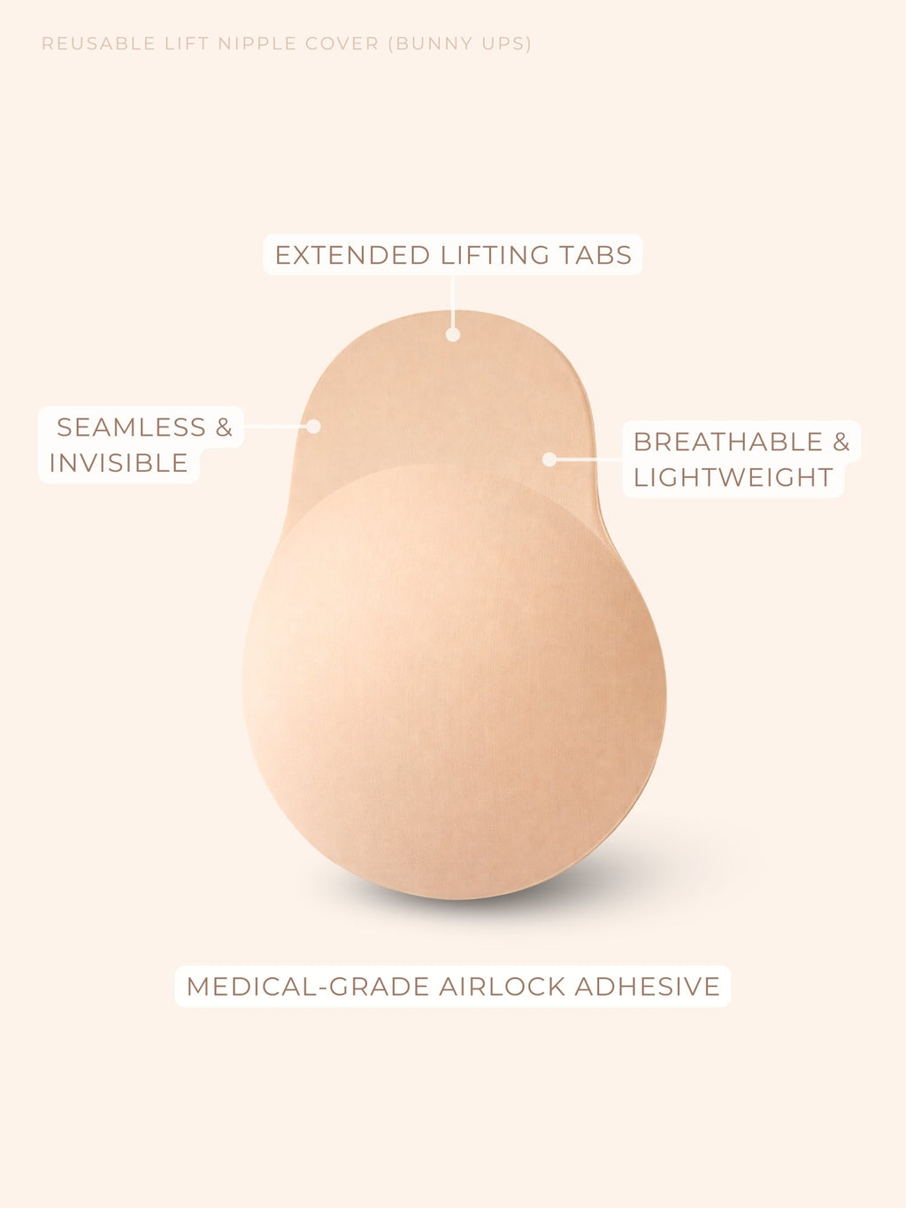 Reusable Lift Nipple Cover – AirLock Adhesive Technology, Extended Lifting Tabs, Seamless & Invisible