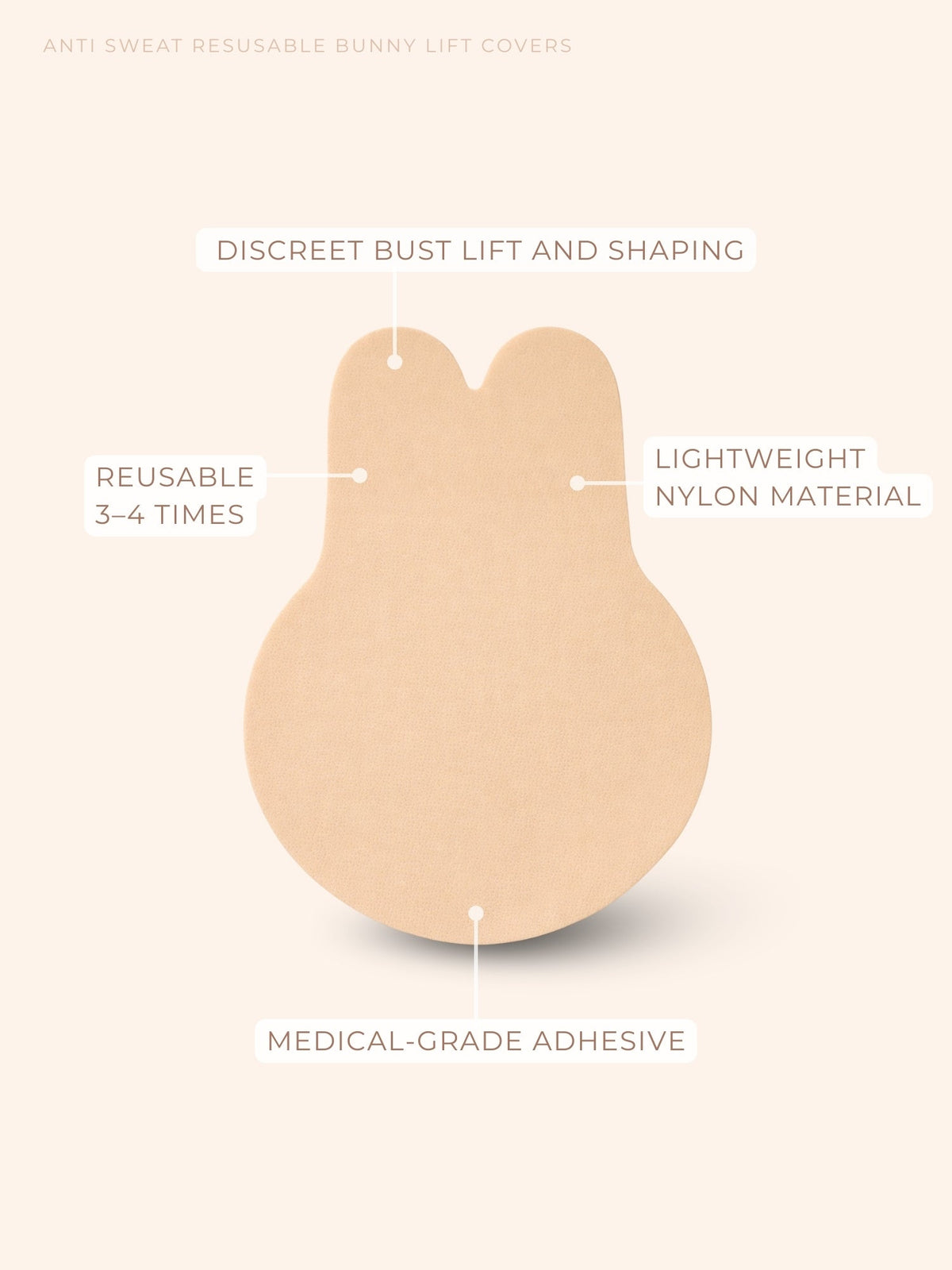 Reusable Bunny Lift Covers – Anti Sweat, Medical-Grade Adhesive, Discreet Bust Lift & Shaping - Pack of 3