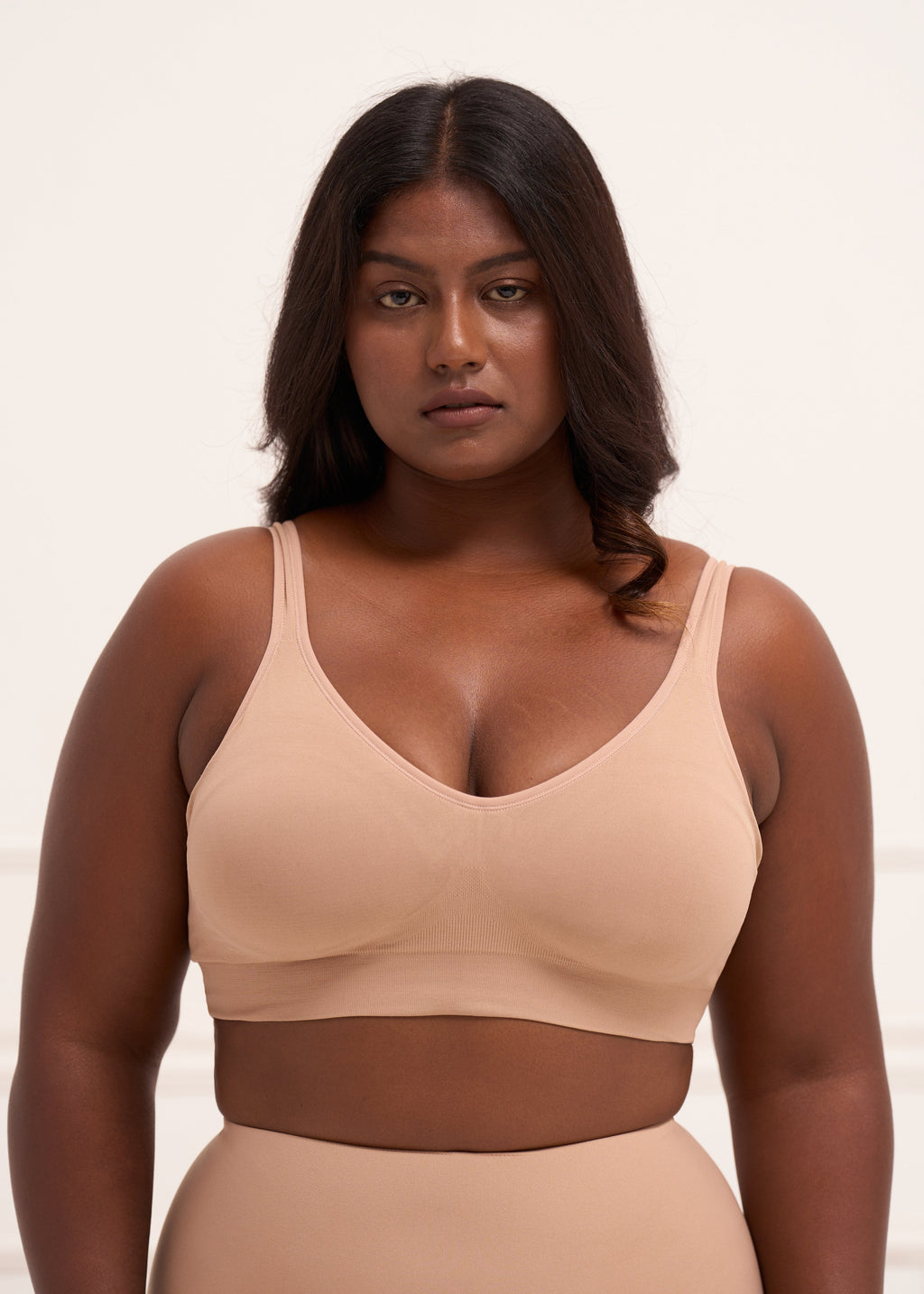 Padded All Day Bra - Lightly Padded Wireless T Shirt Bra with Full Coverage Bra UNDERNEAT Beige S