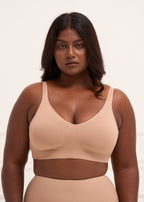 Padded All Day Bra - Lightly Padded Wireless T Shirt Bra with Full Coverage Bra UNDERNEAT Beige S