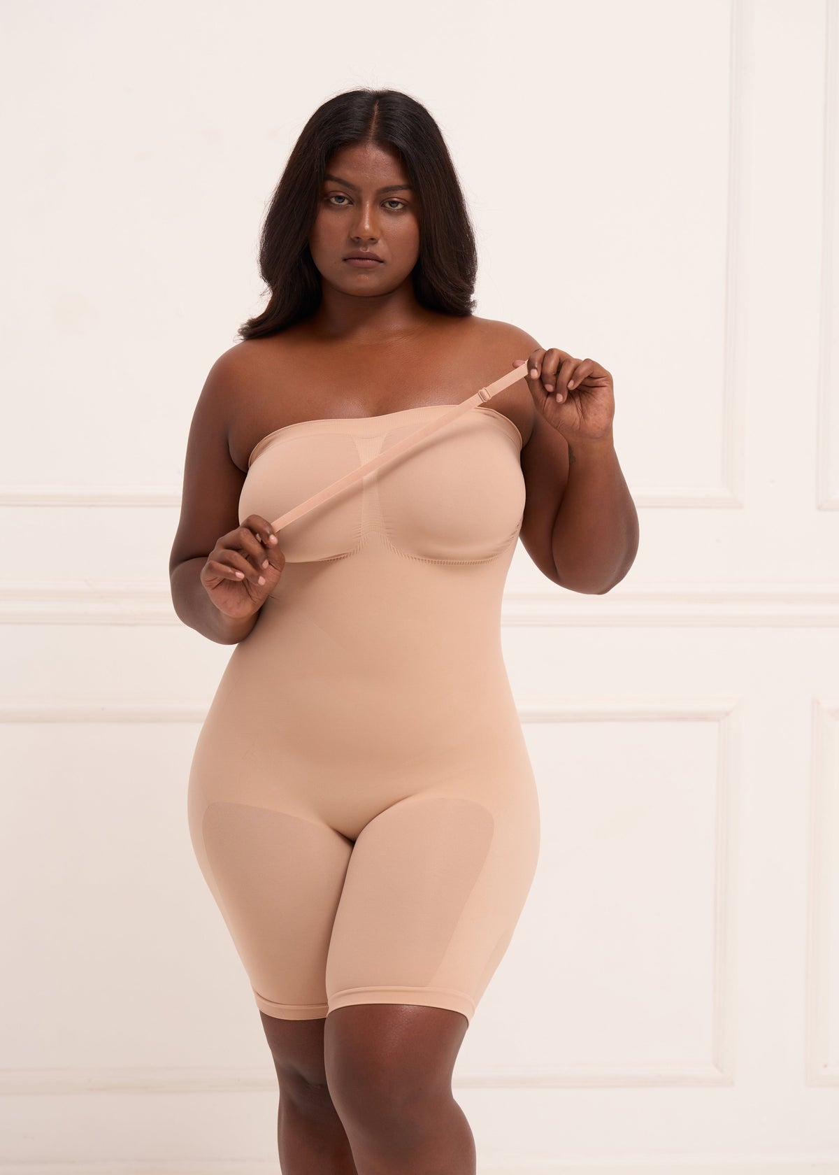 Strapless Butt Lifting Bodysuit - Beige