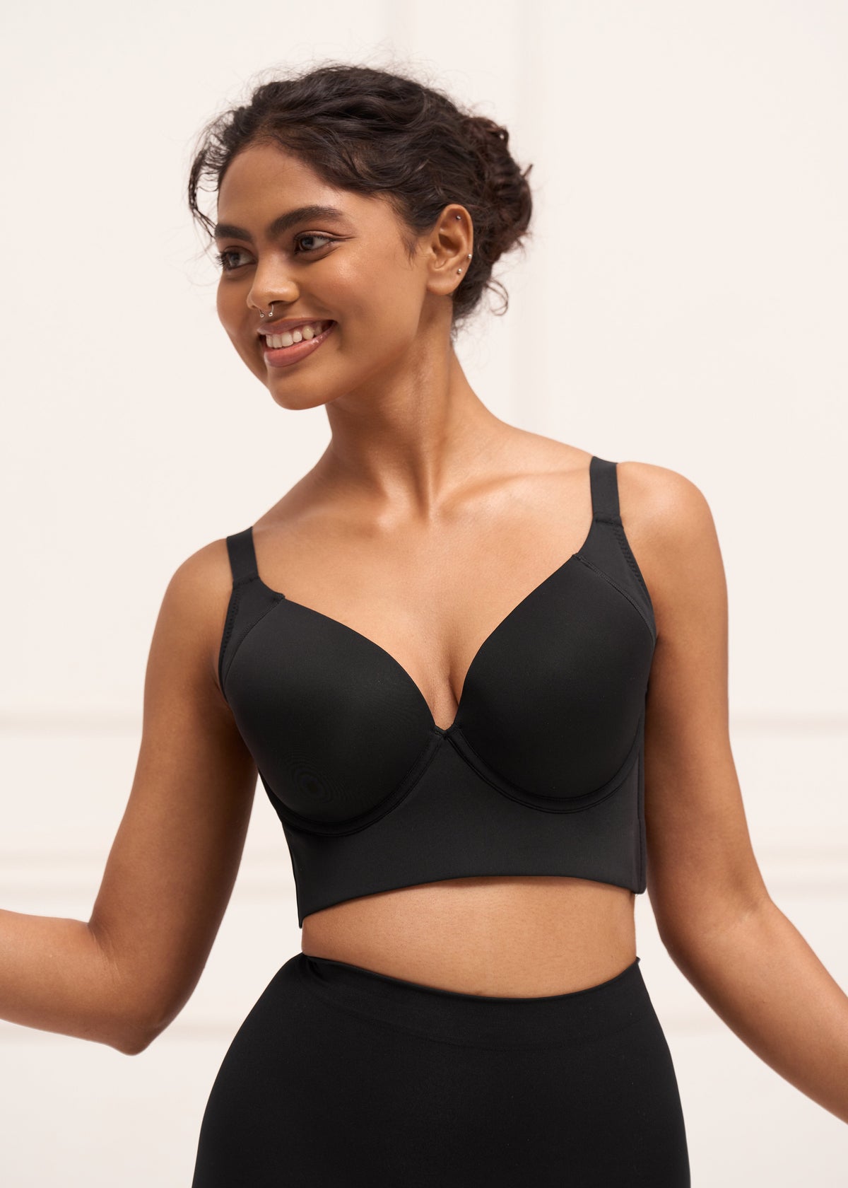 Underwire Push Up Bra - Padded Full Back Coverage Bra with 7-Hook Closure Bra UNDERNEAT Black 34 B/C