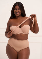 All Day Hold Strapless Bra - Underwired Lightly Padded Bra with Demi Cups Bra UNDERNEAT Beige 32 B/C