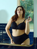 Wireless Support Bra - Non-Wired T-Shirt Bra with Full Coverage Support Bra UNDERNEAT Black S