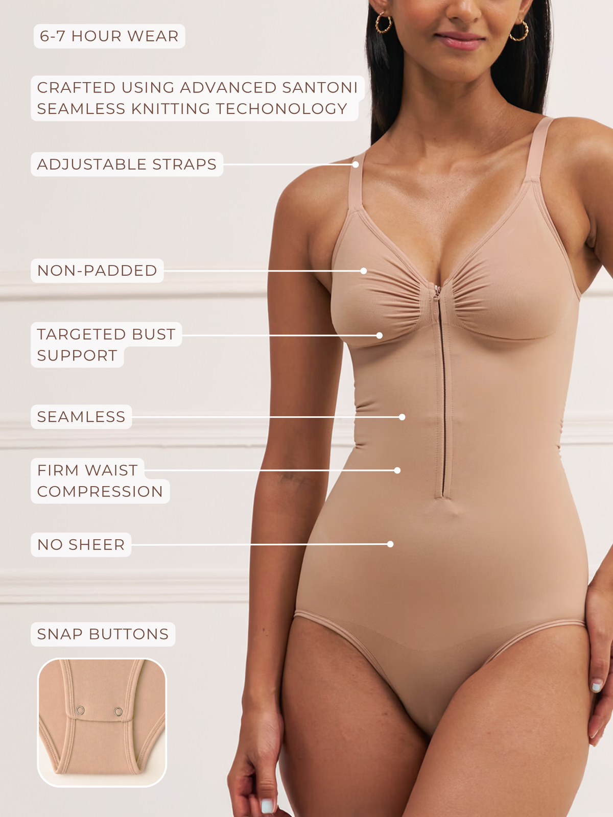 Front Zip Brief Bodysuit